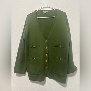 J Crew Women’s Green 100% Cotton Button-Up Cardigan Sweater Size XS